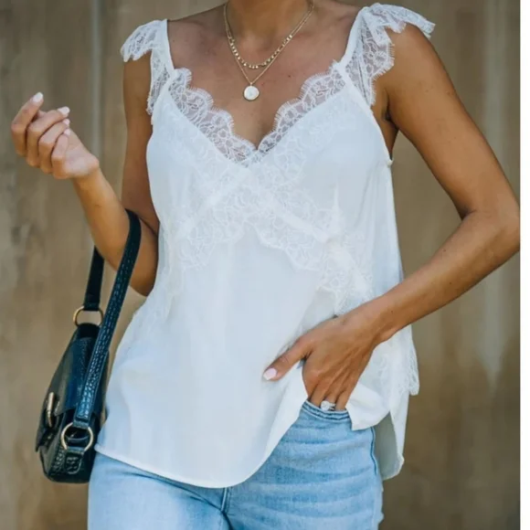 Vici Love Language Lace Camisole in Ecru - Picture 5 of 13